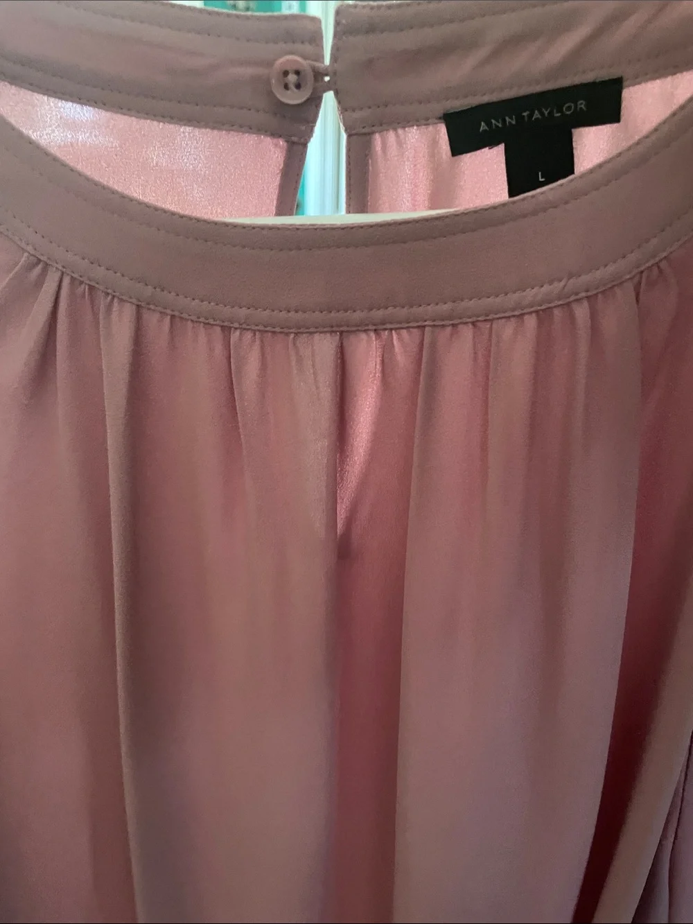 Ann Taylor Mauve Pleated Neck Blouse